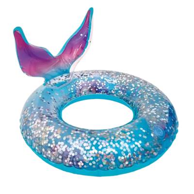 Bouée gonflable sirène bleu pailleté Ø58cm 3/6ans