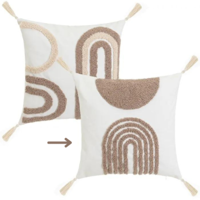 Arches coussin en polycoton motifs beige 45x45cm