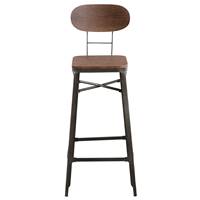 Suzie chaise de bar en bois contreplaqué foncé et métal H76