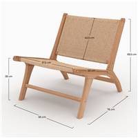 Ilios petit fauteuil en bois de teck et cordage type loom