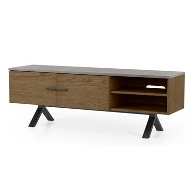 Sora meuble TV chêne fumé et béton