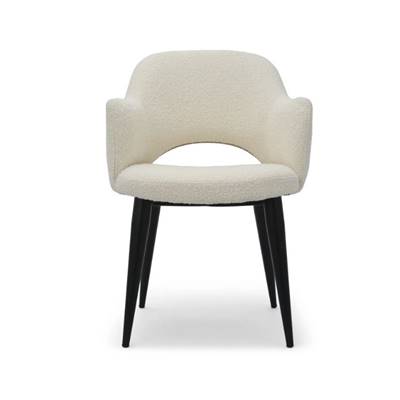 Adlad chaise tissu bouclé blanc et métal noir