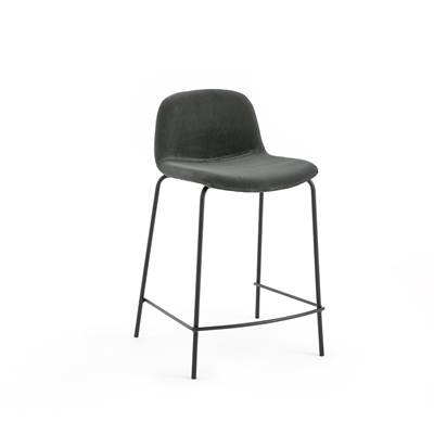 Ice tabouret de bar H65 velours gris elephant