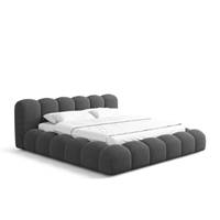 Cotton lit 180x200 avec rangement en tissu texturé gris anthracite