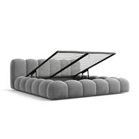 Cotton lit 160x200 avec rangement en tissu velours gris foncé