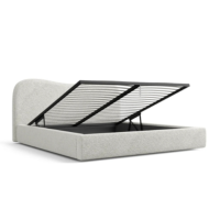 Oze lit coffre 140x200 en tissu bouclé blanc