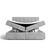 Avalon lit boxspring 160x200 tissu velours gris