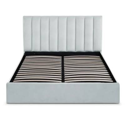 Geson lit-coffre 160x200 en velours gris argent