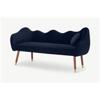 Alix banc en velours bleu
