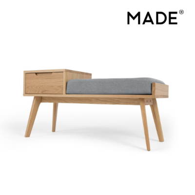 Jenson banc avec rangement chêne et gris