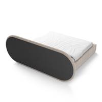 Elizeb lit 180x200 avec rangement en tissu texturé beige