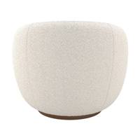 Tore fauteuil pivotant en tissu bouclé blanc et pied frêne
