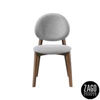 Celia chaise en tissu gris clair et pieds en noyer