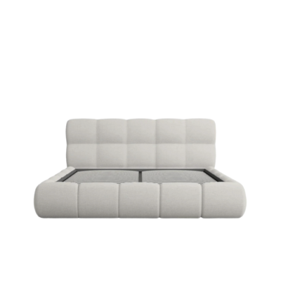 Lorea lit 180x200 avec rangement en tissu texturé gris clair