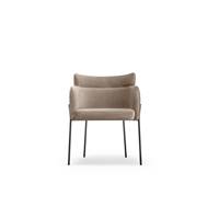 Baita chaise velours gris taupe et pieds métal noir