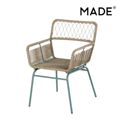 Lyra chaise résine tressée grise et bleu