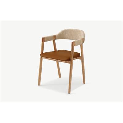 Nishan chaise cuir brun synthétique et bois clair