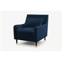 Oksana fauteuil velours bleu indigo