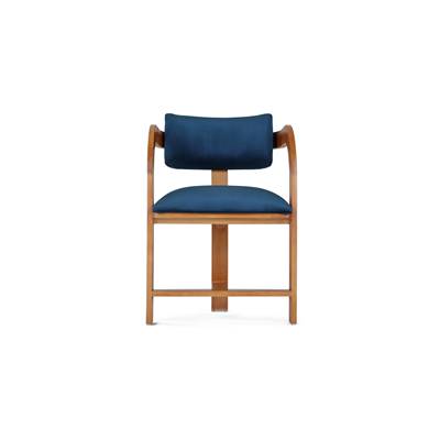 Many chaise bois de chêne et bleu nuit