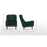 Scott fauteuil velours de coton bleu pétrole