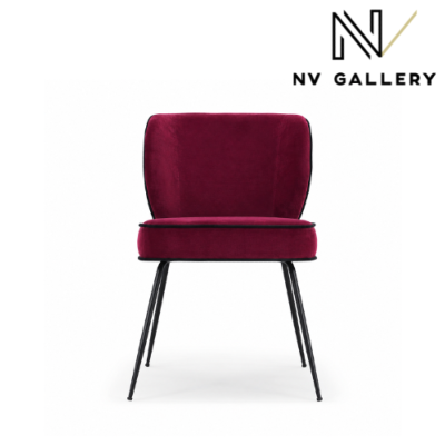 Valo chaise velours rouge et métal noir