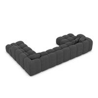 Cotton canapé panoramique d'angle gauche en tissu texturé gris anthracite