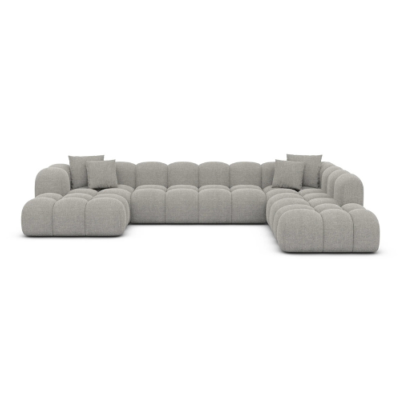 Cotton canapé panoramique d'angle gauche en tissu texturé gris clair