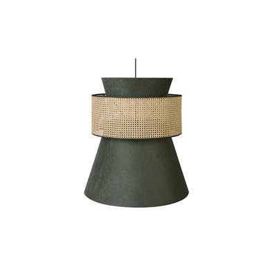 Nazli suspension XL velours vert et cannage rotin