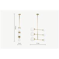 Faye grande suspension 6 lampes, en laiton et verre dépoli