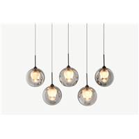 Masako suspension 5 LED verre fumé et verre dépoli
