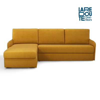 Louv canapé d'angle reversible convertible coton/lin jaune moutarde