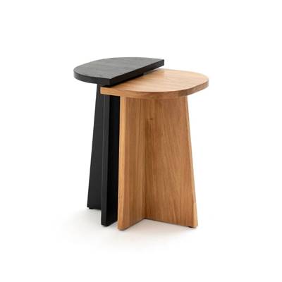 Dana lot de 2 tables de chevet gigognes noir et chene