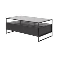 Kilby table basse bois de manguier teint noir et verre fum