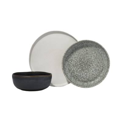 Zaeden service 12 pièces blanc cassé, gris chiné et charbon