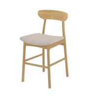 Bobby chaise pour îlot central en tissu beige et bois clair H66cm