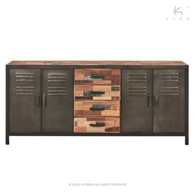 Factory buffet bois de bateau recyclé 4 portes 4 tiroirs L200cm