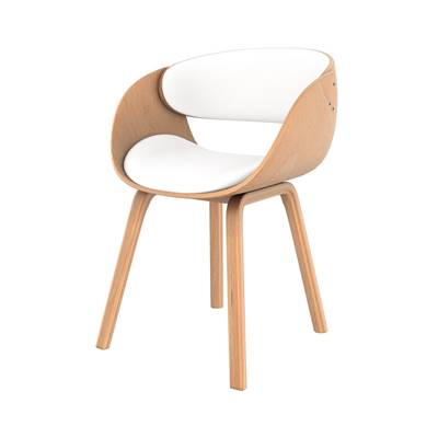 Zunilda chaise en PU blanc et bois clair
