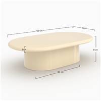 Rumi table basse ovale en MDF laqué blanc cassé L120cm