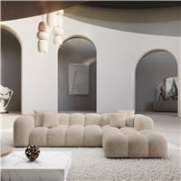 Cotton canapé d'angle droit en velours crème