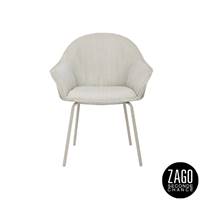 Noma fauteuil avec accoudoirs en velours côtelé gris clair/blanc