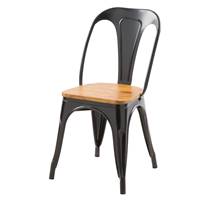 Ticher chaise en métal noir et bois d'orme