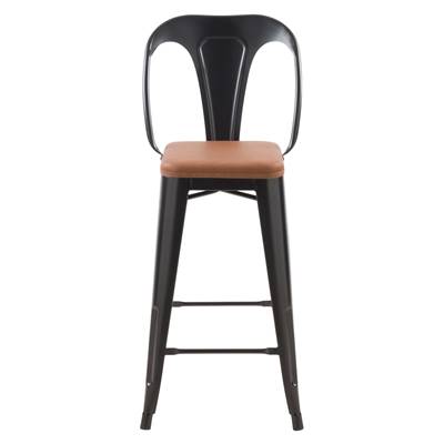 Armo chaise ilot central métal noir et similicuir marron H68