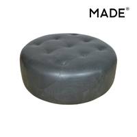 Scott pouf rond en cuir gris