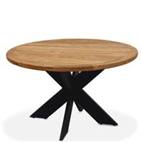 Holly table à manger ronde en bois et pieds croisés noirs