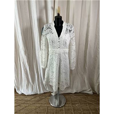 MORGAN Robe blanche à dentelle - T40