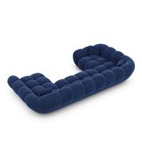 Sigono canapé panoramique angle droit en velours bleu foncé