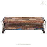 Nautical table basse bois de bateau recyclé 2 plateaux L120cm