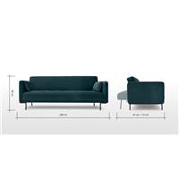 Harlow clic-clac 3 places, velours bleu acier