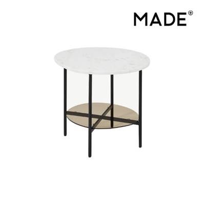 Tiziana table d'appoint marbre blanc et verre fumé