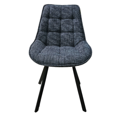 Telma chaise en tissu chenille bleu piètement noir
